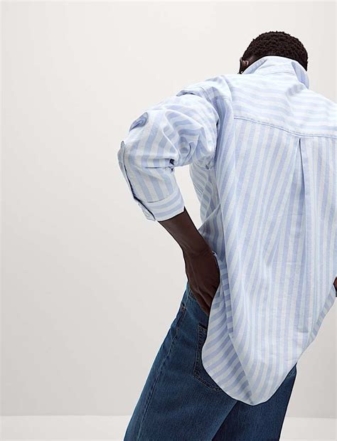 Buy Pure Cotton Striped Oversized Shirt at Marks & Spencer