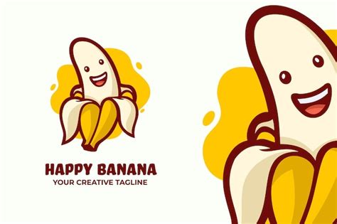 Szablon maskotki Happy Banana Logo | Premium Wektor