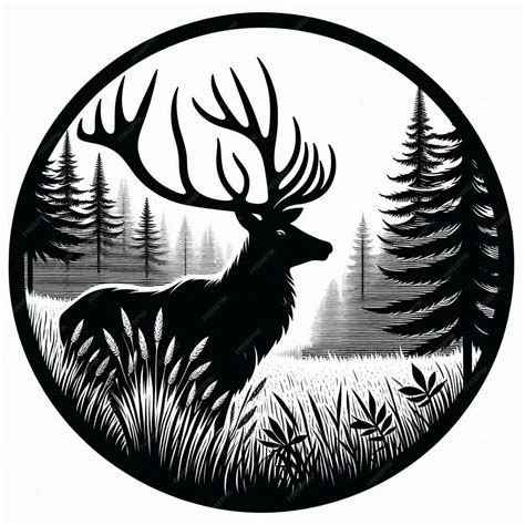 Exclusive deer pine tree vector art Majestic Stag in the Pines A ...