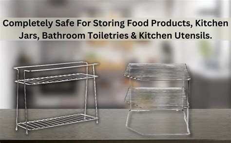 Cri8Hub 2 Pcs Stainless Steel 2 Layer Spice Rack Corner Storage Rack ...