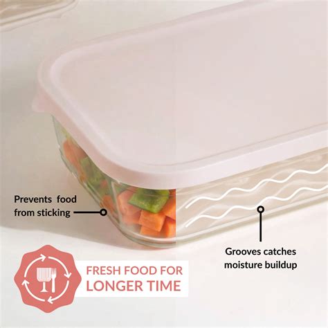 Groovo Lite Microwave Safe Glass Food Container Set Of 5 220ml 1320ml ...