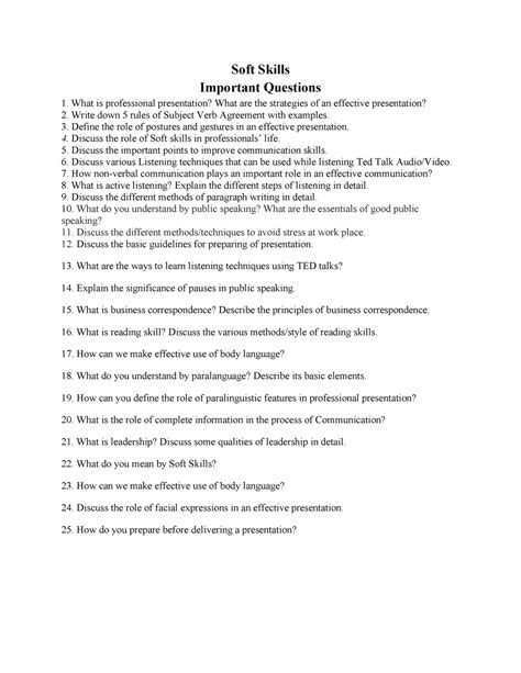 Soft skill imp questions - Soft Skills Important Questions 1. What is ...
