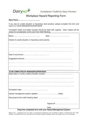 Fillable Online compliancetoolkit co Workplace Hazard Reporting Form ...