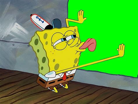 SpongeBob Licking Poster meme (Green Screen) | CreatorSet