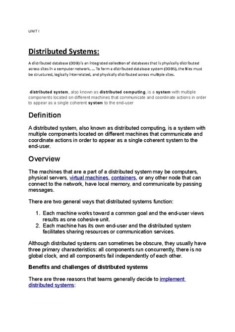 UNIT I - MC4202-Advanced Database Technology - UNIT I Distributed ...