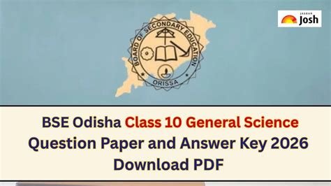 Odisha BSE 10th Science Question Paper and Answer Key 2026: Download PDF