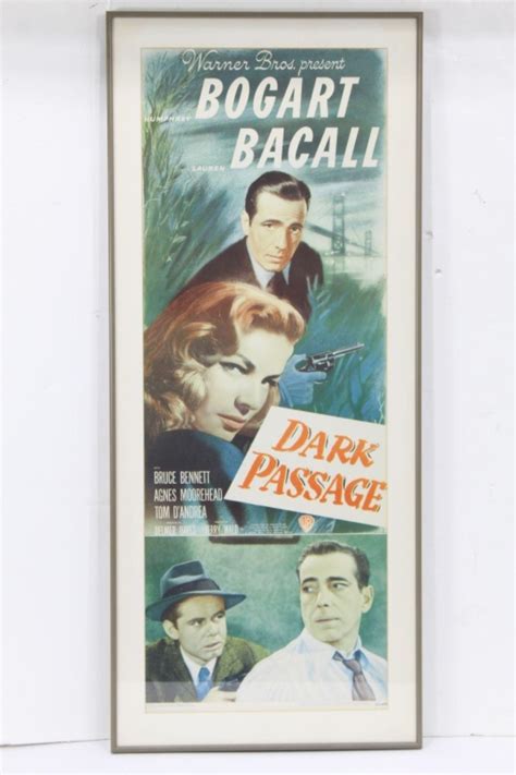 Lot - ORIGINAL FRAMED DARK PASSAGE MOVIE POSTER INSERT