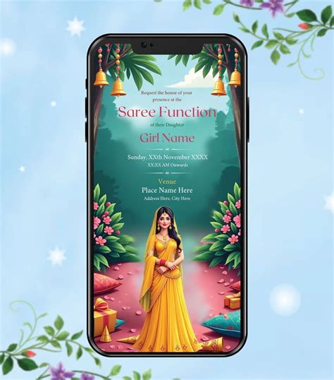 Half Saree Ceremony Invitation Card | Vibrant Traditional Design | IM ...