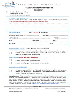 Fillable Online FOI APPLICATION FORM FOR ACCESS TO DOCUMENTS Fax Email ...