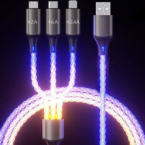 Light Up Phone Charger Cord, Multi Charging Cable LED RGB Glowing ...