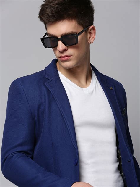 SHOWOFF Men Blue Solid Blazer