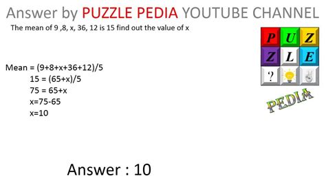 The mean of 9 ,8, x, 36, 12 is 15 find out the value of x - Brainly.in