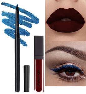 Facejewel 12Hrs Smudgeproof Kajal & Liquid Matte Lipgoss Maroon (Pack ...