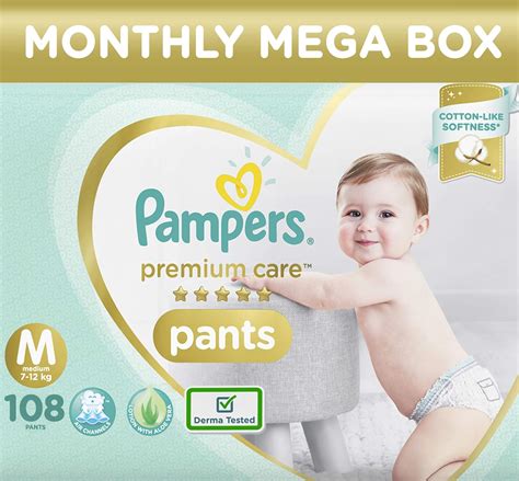 Buy Pampers Premium Care Pants, Medium size baby diapers (MD), 108 ...
