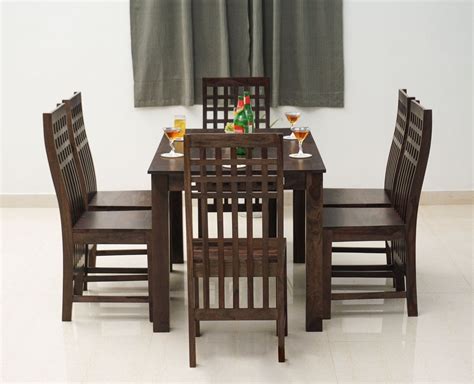 Buy Sheesham Wood 6 Seater Dining Table Set with 6 Chair for Dining ...