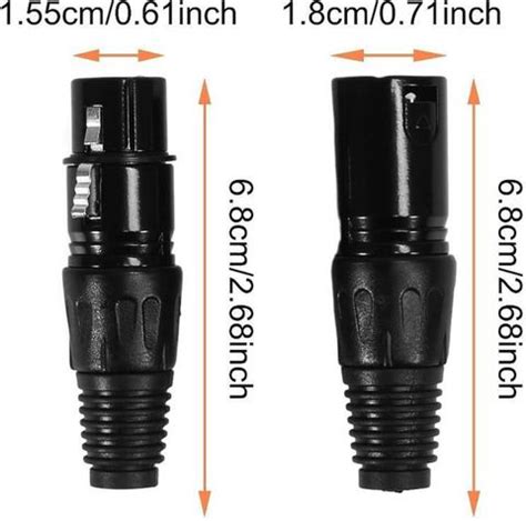 EKAAZ 4pcs 3 Pin Male & Female MIC Black XLR Connector Audio Jack ...