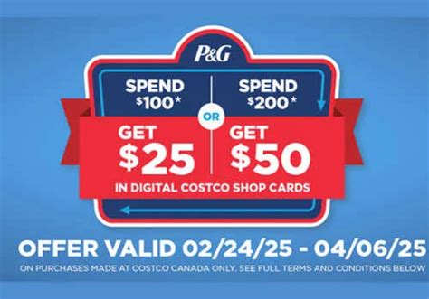 Costco P&G Rebate 2025 - Get up to a $50 Gift Card wub P&G Products