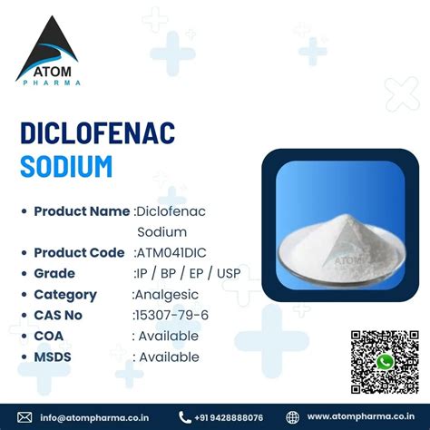 DICLOFENAC SODIUM SUPPLIER AND EXPORTERS | CAS 15307-79-6 ATOMPHARMA