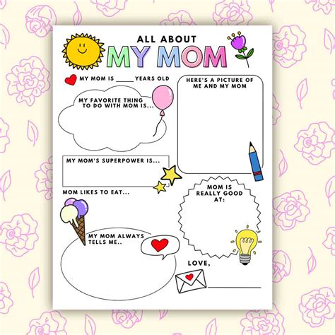 All About My Mom Printable (Free Worksheet) - MindyMakes
