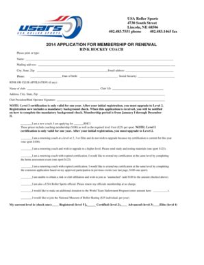Fillable Online RINK HOCKEY COACHES APPLICATION Fax Email Print - pdfFiller