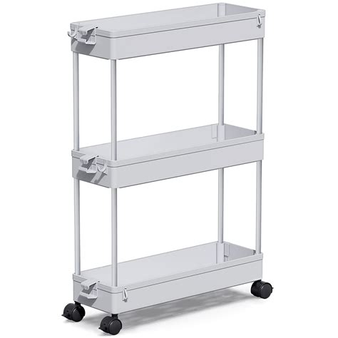 Buy SPACEKEEPER Storage Trolley 3-Tier Slim Storage Cart Slide Out ...