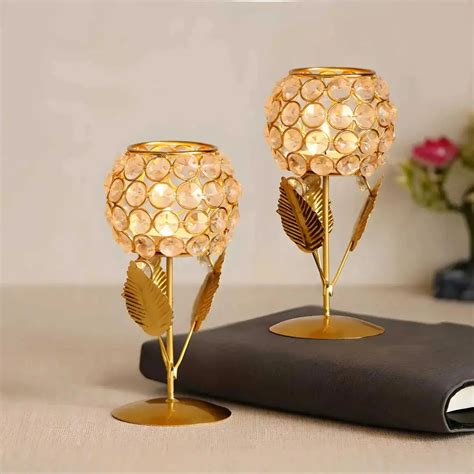 Tea Light Holder - eCraftIndia Set of 2 Glass With Leaf Shape – Wittymart