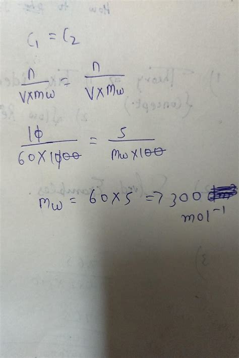 a solution containing 10 g per dm3of urea (molecular mass = 60 g / mol ...