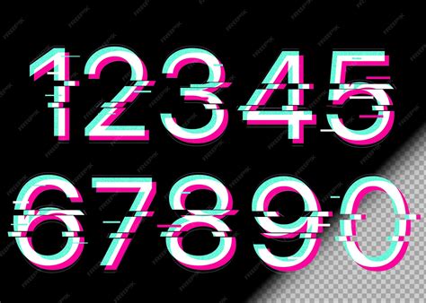 Premium PSD | Set of Glitch Style Numbers