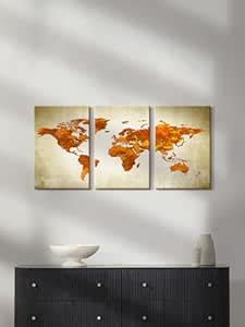 999STORE wooden stretched world map wall decor classical world map ...