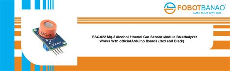 Robotbanao ESC-022 Mq-3 Alcohol Ethanol Gas Sensor Module Breathalyzer ...