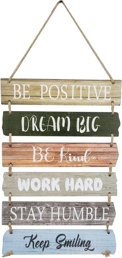 Buy FRTIM 6 Pieces Inspirational Wall Hanging Plaque Sign Rustic Wooden ...