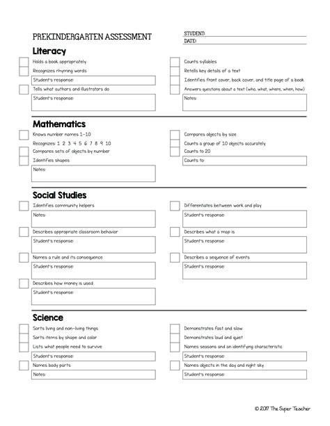Kindergarten Assessment Test Book