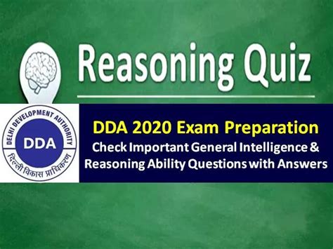 DDA 2020 Exam Important Reasoning Questions with Answers: Check General ...