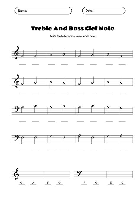 12 Music Note Names Worksheet - Free PDF at worksheeto.com