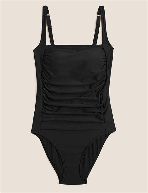 Buy Tummy Control Ruched Square Neck Swimsuit at Marks & Spencer
