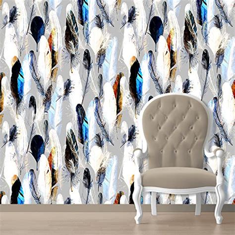 Paper Plane Design 'Feathers Theme' Wallpaper Roll (PVC Vinyl 40 Square ...