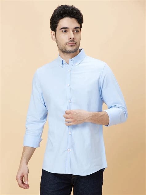 Being Human Men Slim Fit Shirts-Lt.Blue