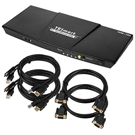 TESmart Dual-Monitor-KVM-Switch-2 Port (2 HDMI Ports and 2 VGA Ports ...