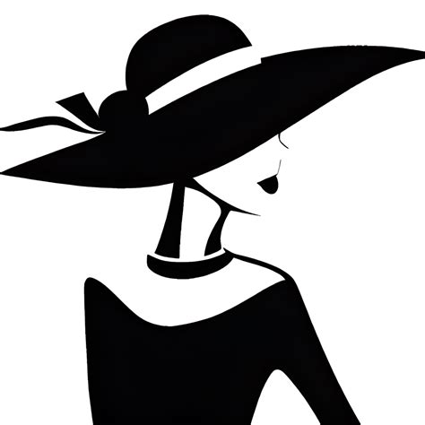 Elegante silueta de mujer en blanco y negro con sombrero · Creative Fabrica