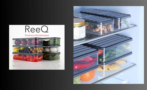 Buy ReeQ Fridge Storage Boxes (Pack of 6, Grey), Fridge Organizer with ...