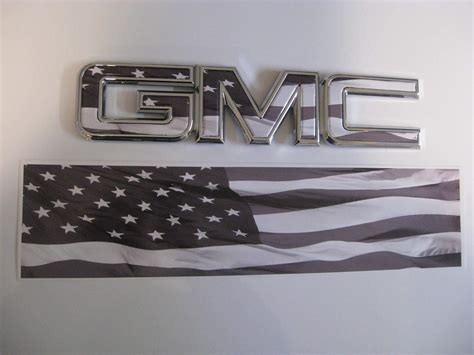 EmblemsPlus Black & White American Flag GMC Sierra 1500 Tailgate India ...
