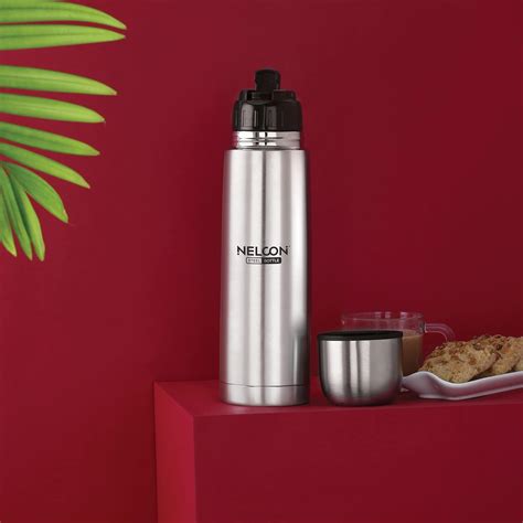 NELCON Stainless Steel Double Walled Flask Bottle, Hot and Cold ...