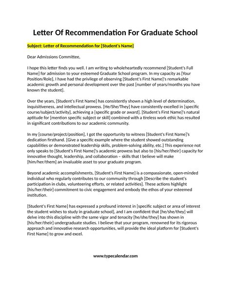 Reference Letter For Graduate School | School Activities