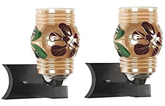 Somil Stylish Wood Wall Lamp/Light with Hand Decorative Colourful Glass ...