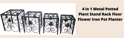 NAYAB 4 in 1 Metal Potted Plant Stand Rack Floor Flower Iron Pot ...