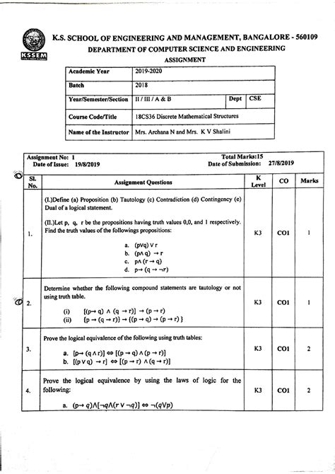 18CS36 dms assignment - Computer science and design engineering - Studocu