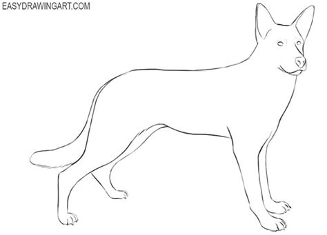 How to Draw a German Shepherd - Easy Drawing Art | Drawings, Dog nose ...