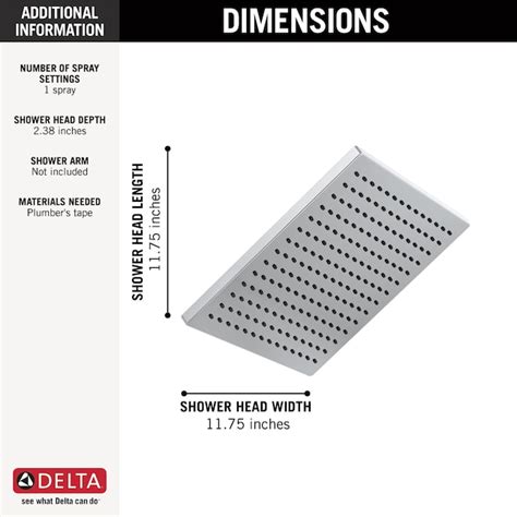 Delta Lumicoat Chrome 11.75-in Square Fixed Rain 2.5 GPM 52159-PR25 at ...