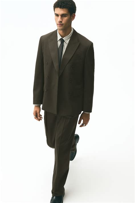 Men’s Dark khaki green Loose Fit Suit trousers | H&M IN