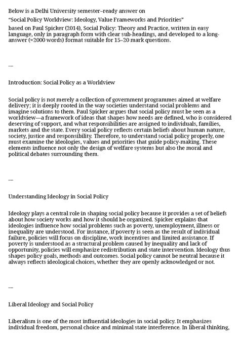 POLI 101: Understanding Social Policy Worldviews and Ideologies - Studocu